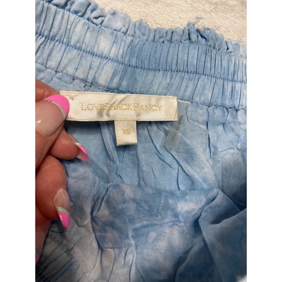LoveShackFancy Ruffle Mini Skirt Pacific Indigo Hand Dye Blue Tie Dye-sz XS - Picture 4 of 10